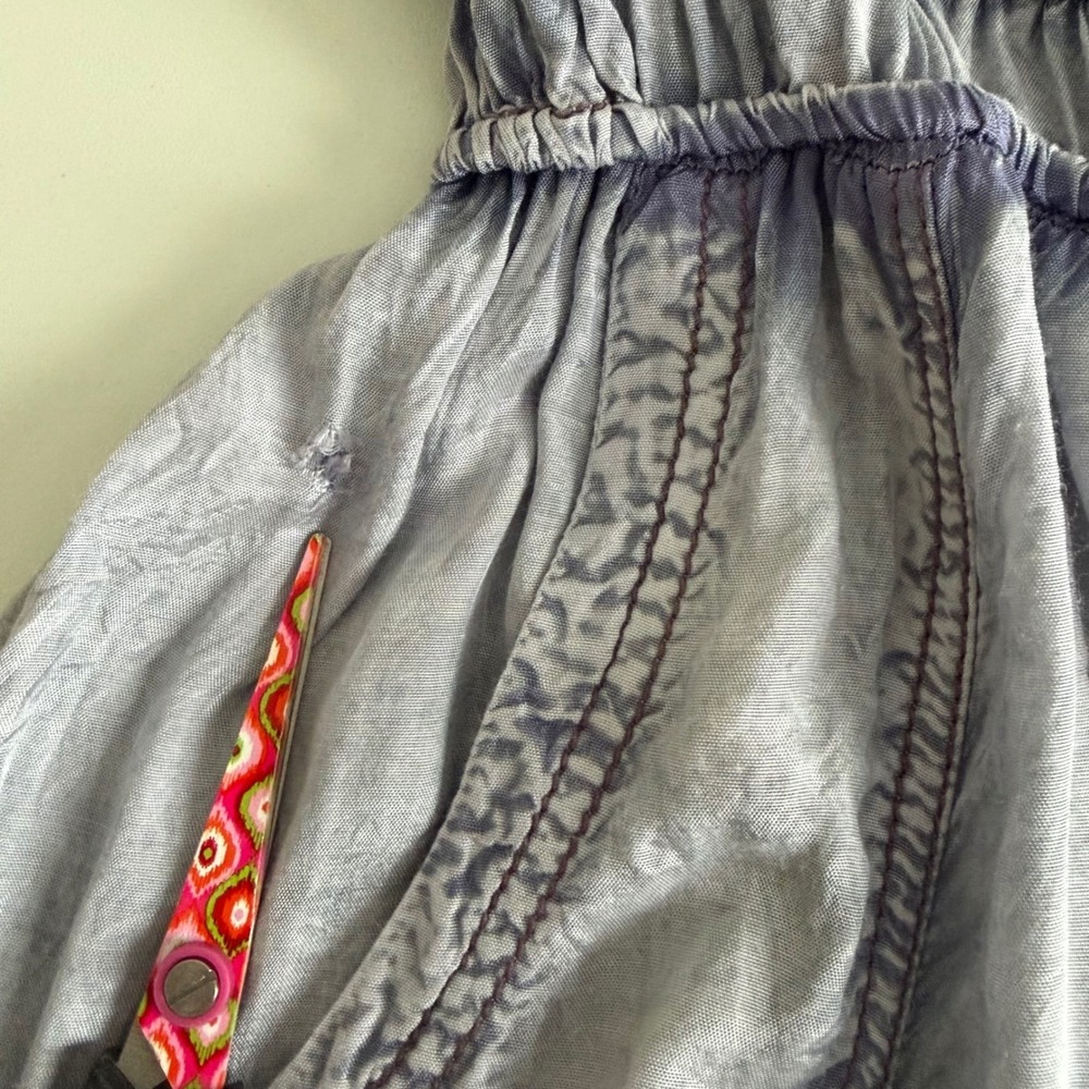 Out From Under Urban Outfitters Festival Jumpsuit Cargo Blue Gray Smocked XS - Picture 6 of 16